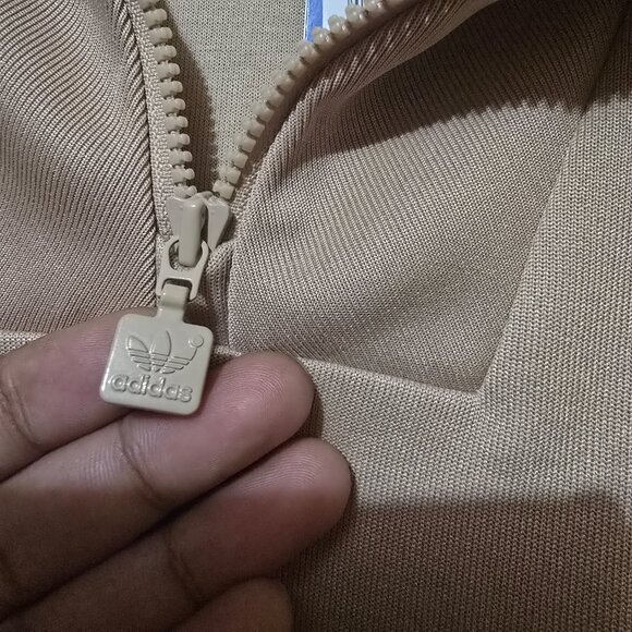 Adidas Men's Beige Quarter Zip Funnel Neck Pullover in Large - Picture 6 of 8